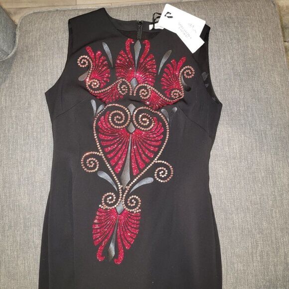 Versace Collection Women's Black & Red Barocco Sleeveless Midi Dress SZ … - Picture 4 of 11